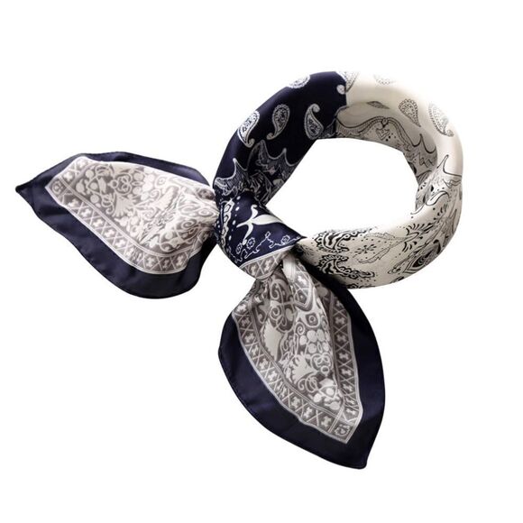 Blue & white paisley Silky Neck Scarf - Picture 1 of 4